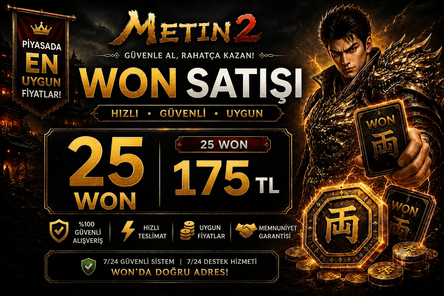 25 WON 175TL TANESİ 7TL ANINDA TESLİMAT