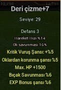 DERİ ÇİZME +7 1.5K HP 5 KRİT 6 EXP