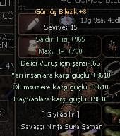 +8 gümüş bilezik 10 yarı