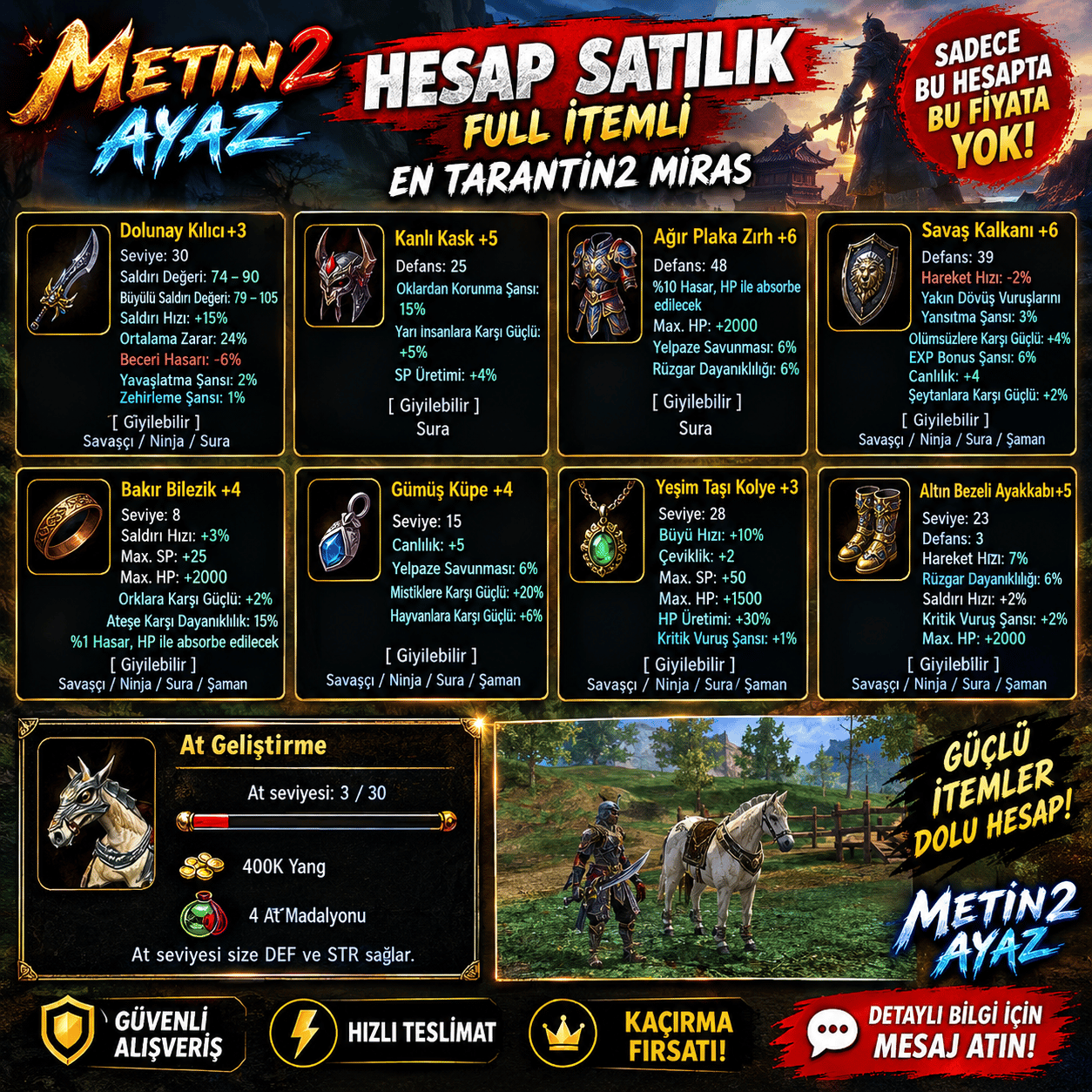 30LV SURA HESAP SATILIK FULL İTEM İLK GÖREN ALIR