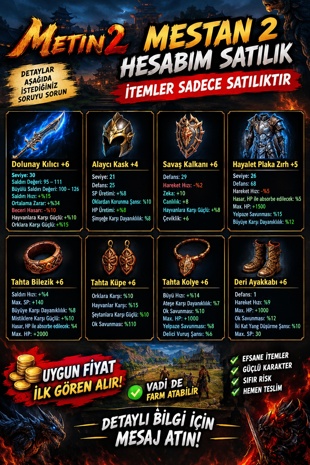 SATILIK FULL İTEMLER BEDAVA FİYAT +34 ORTALAMA DOLUNAY İLE