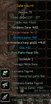 +9 ZEHİR 52 ORT - 12 GÜÇ - YARI