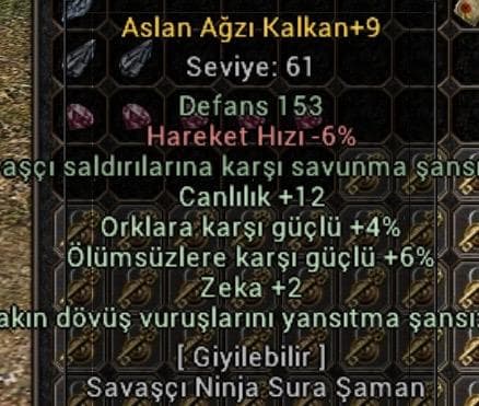 +9 Aslan ağzı kalkan 61 lw