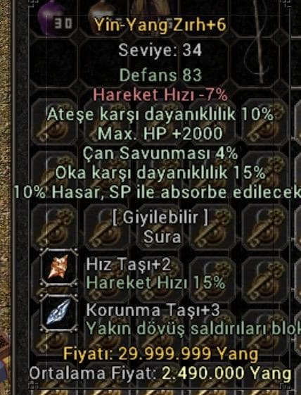 Sura zırhı yin yang Ateş hp ok heryere olur kule örümcek zindanı doyum
