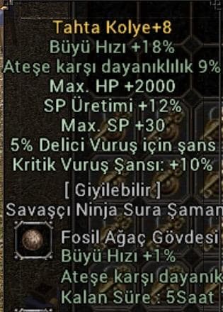 2k hp 10 kritik 5 delici +8 Tahta kolye