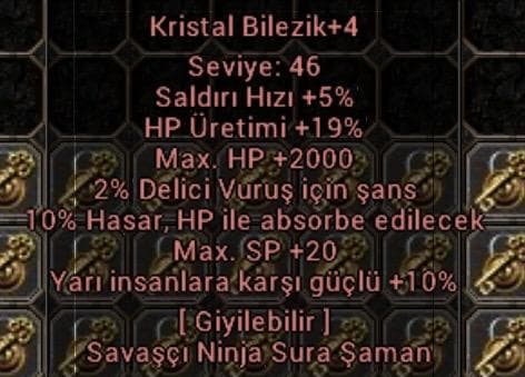 Kristal bilezik 2k hp 10 yarı 10 hp absorbe   Hp üretimli