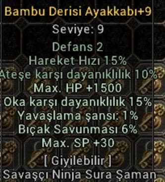 +9 Bambu Derisi ayakabı 1.5 hp 15 ok