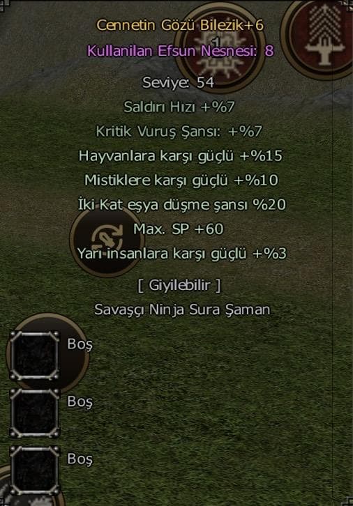 +6 Cennet Gözü Bilezik 20 Eşya 5 Efsun