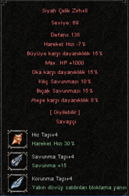 SİYAH ÇELİK ZIRH +8 ELİT