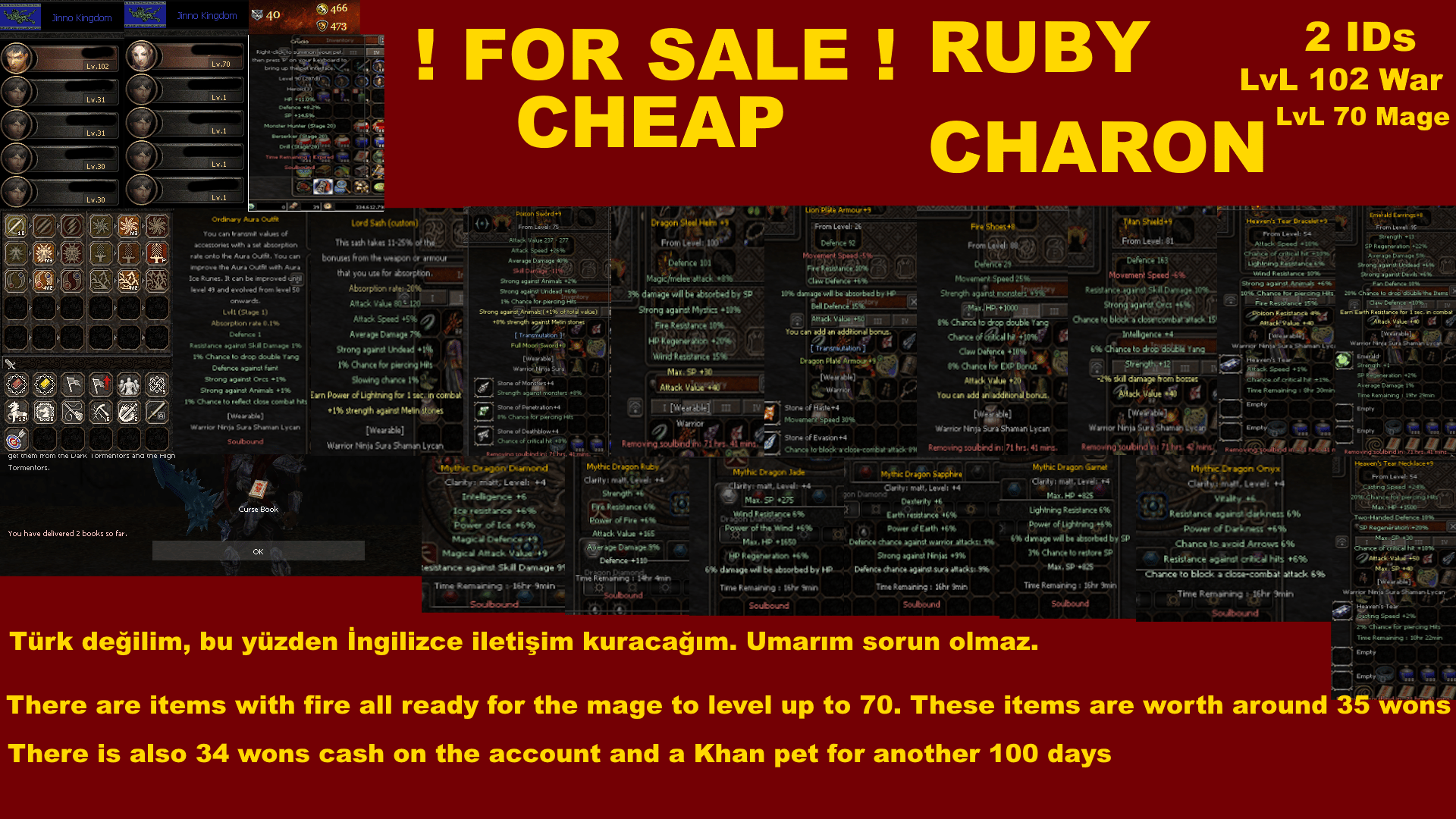 LV 102 WAR CHEAP FULLY EQ + ALCHEMY