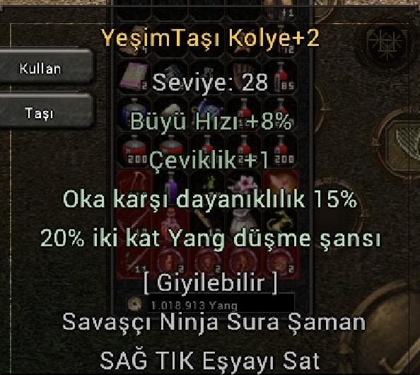 4 İç item Güzel max efsunlu görsel mevcut
