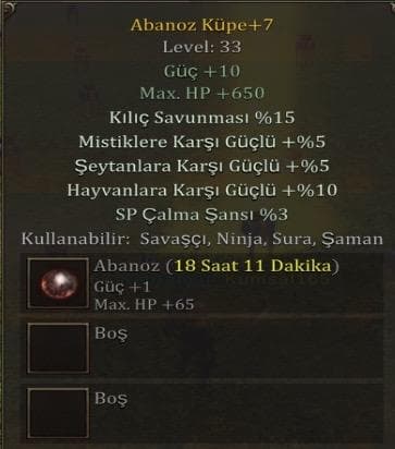 ABANOZ KÜPE +7 full efsunlu