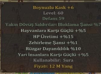 BoYNUZLU KASK +6 HP üretiml