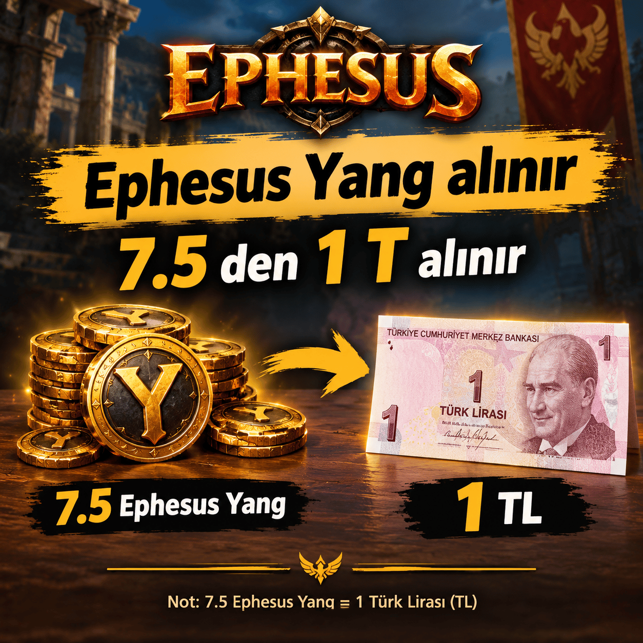 7.5 TL'DEN 1 T Alınır.