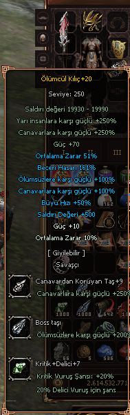 ÖLÜMCÜL KILIÇ +20 FARMLIK +9 TAŞLI