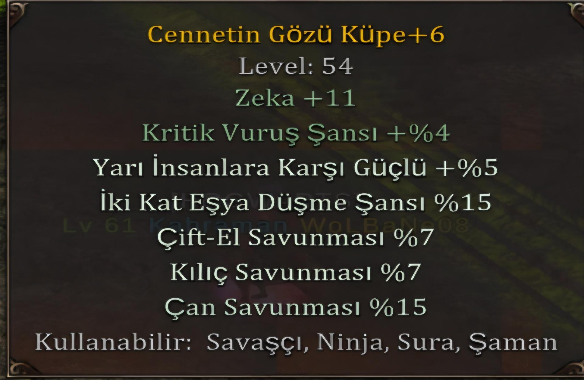 +6 cennet küpe 15 eşya düşürmeli