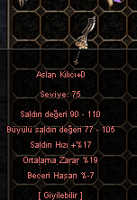 ASLAN KILICI SATILIR