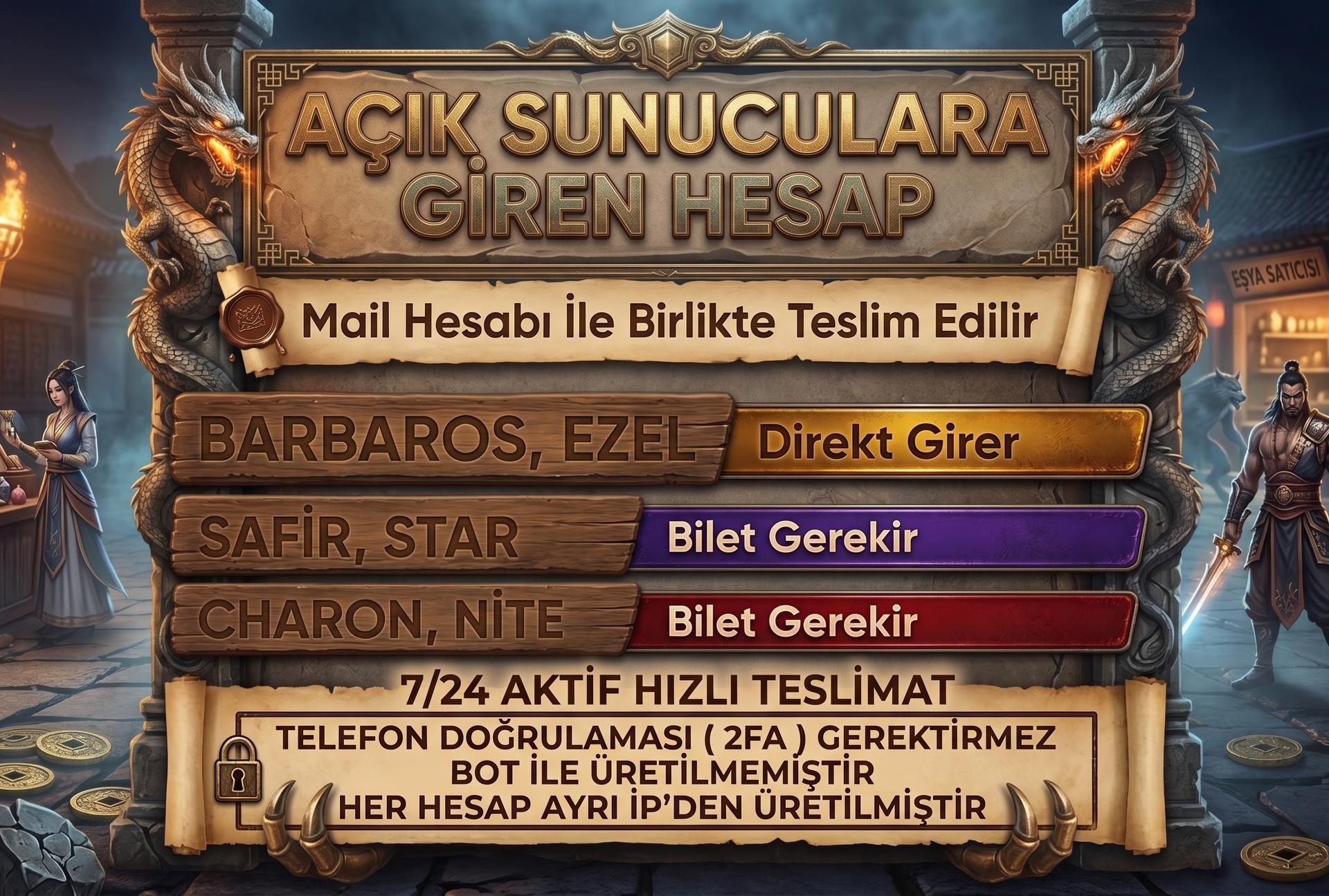 [1 MAİL] 4 İD Fresh Hesap (Bilet Gerekir)