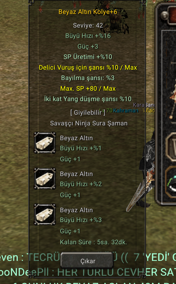 Beyaz altın kolye madenli full+6 farmlik