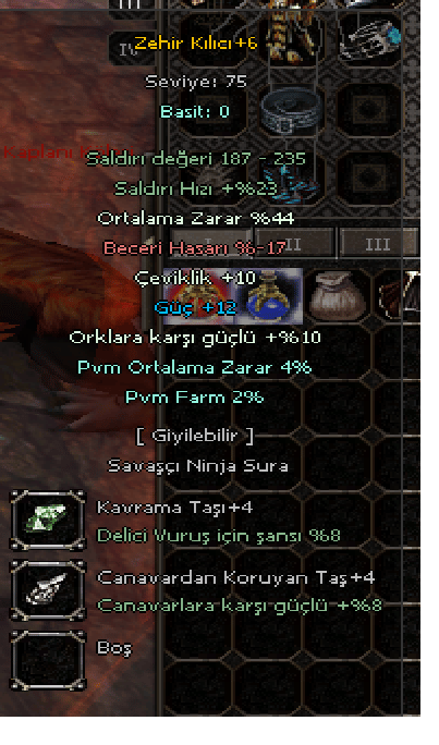 +6 elit zehir kılıcı satılır