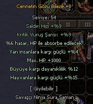 +8 CENNET BİLEZİK LEGAL VEYA OYUN İÇİ M TAKASI