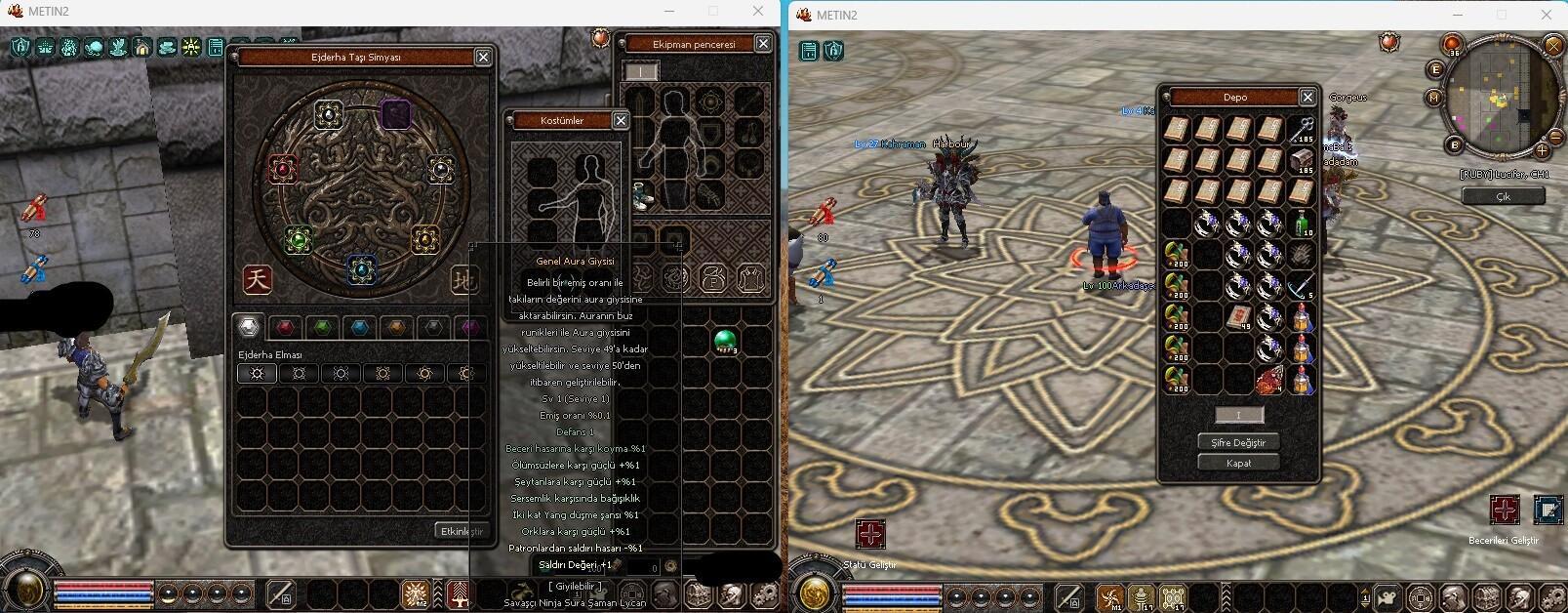 100 lvl bedensel simyalı- 100 lvl saman ve 1000 kötü ruh lu