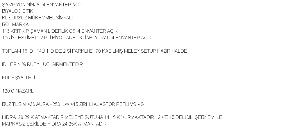 ŞAMP 1 İTEMLİ SİMYALI NİNJA SATILIR