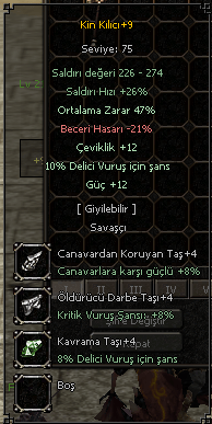 +9 KİN KILICI 47 ORT İLK ALANA H.O