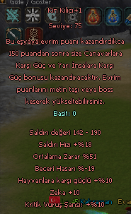 +1 KİN KILICI 50 ORT 10 KRİTİKLİ KELEPİR ANLIK TESLİMAT