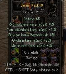 +9 10 YARI 15 BÜYÜ DEMİR KASK