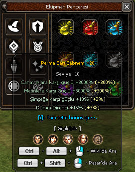 Perma şebnem +20 set toplam 27k canavar 27k metin bonusu