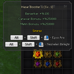 Hasar booster 1-2-3-4-5-6 set toplam 1.5 milyon oran 600 berserker