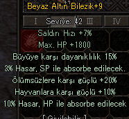 15 büyü 20 ölümsüz 10hp absorbe +9 beyaz altın bilezik