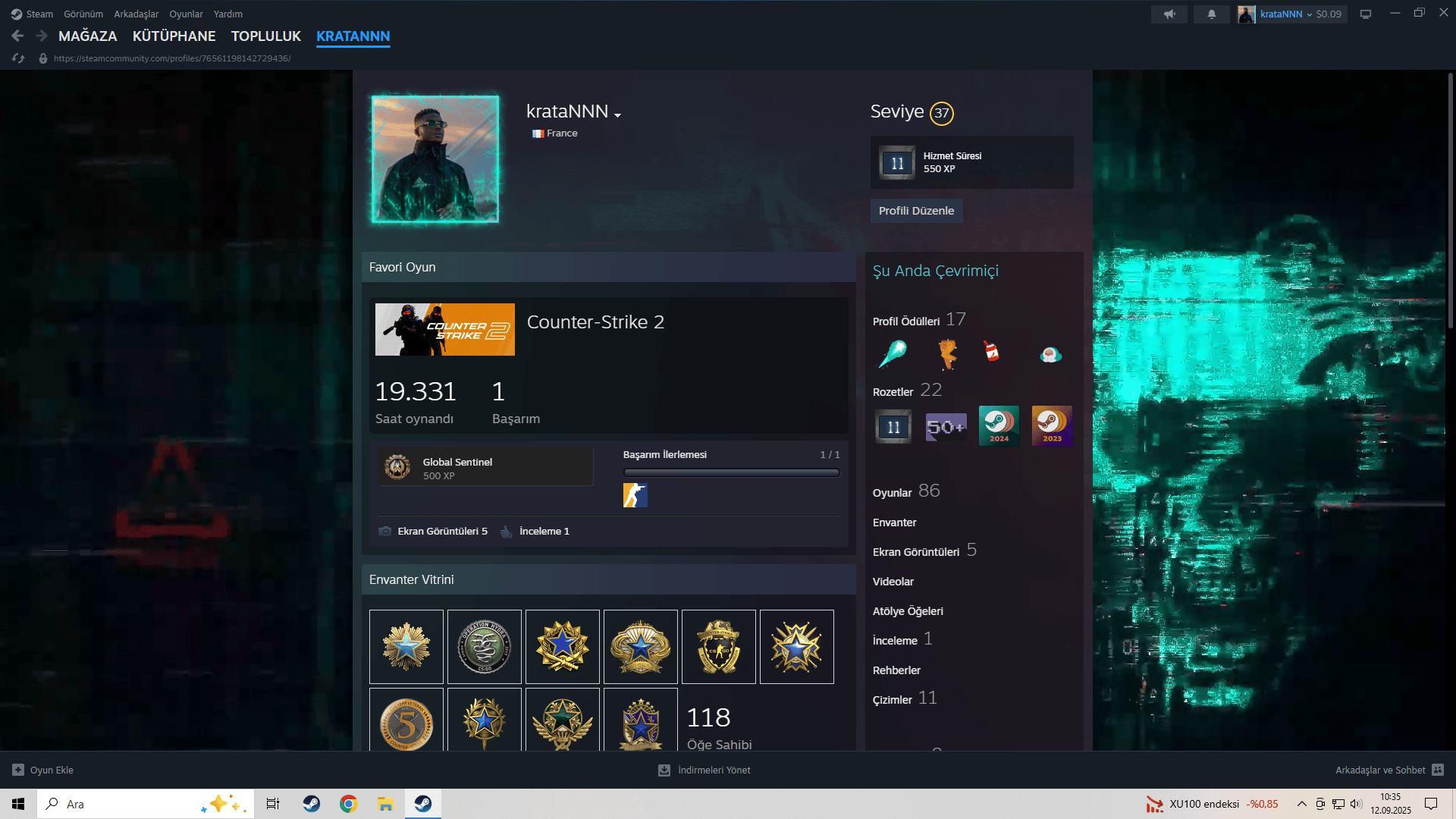19.331 CS2 Oynama Saatli 4873 Winli ve Çok Oyunlu Steam Hesabı