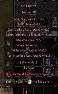 +9 50 ORTALAMA KİN KILICI