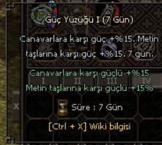 Anında teslim güç yüzüğü AL hasarını arttır anında teslim