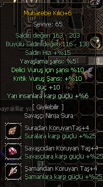 +6 MUHO 10 DELİCİ 10 KRTİK 10 GÜÇ 6 YARI