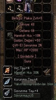 48 SURA ZIRHI ELİT ÖTESİ 50 STR 2K HP +4 TAŞLI