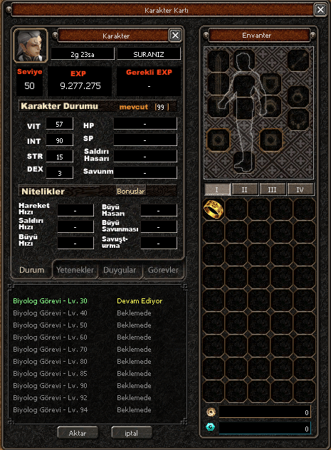 50 LVL KESKİNLİK G AT 21 SURA KARAKTER KARTINDA HEMEN TESLİM