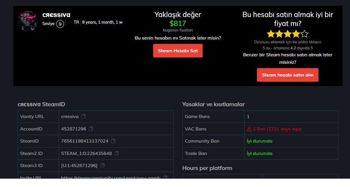 HESABIN DEĞERİ 800 DOLAR ACİL İHTİYAÇTAN SATILIK