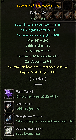 15/18 HEYBETLİ ŞAMAN ZIRHI ELEMENT GÜÇLÜ