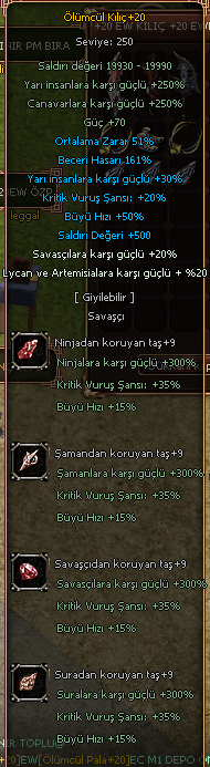 +20 ÖLÜMCÜL KILIÇ 4-4 LONCALIK SATILIR