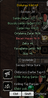 +9 dolunay kılıcı 36 ort zekalı güçlü 3 taşlı