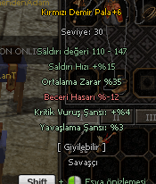 Kırmızı Demir Pala 6 kdp 35 4 kritik
