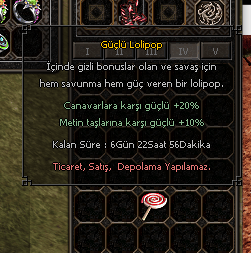 GÜÇLÜ LOLİPOP  20 CANAVAR 10 METİN 450 TL