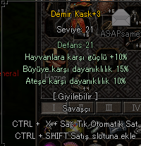10 ATEŞ 15 BÜYÜ 10 HAYVAN DEMİR KASK