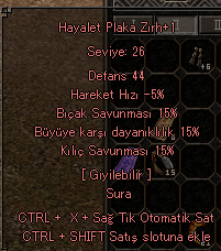 KILIÇ BIÇAK BÜYÜ 15 26LIK SURA ZIRHI