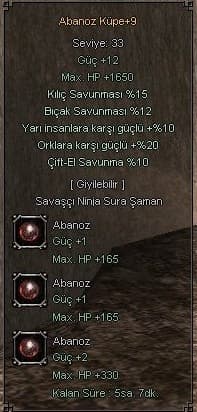 YARILI ABANOZ + VSLİK İÇ İTEMLER