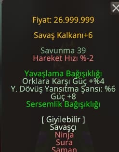 Savaş kalkanı +6 piyasa en ucuz