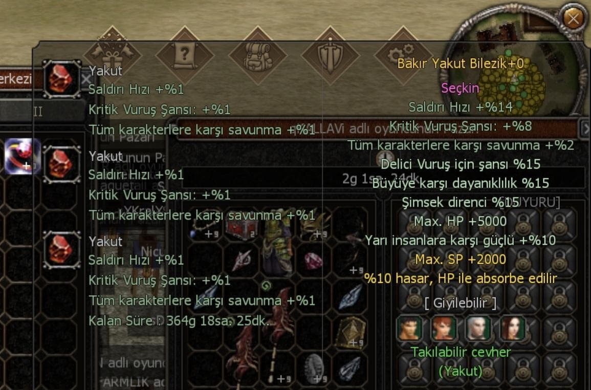 Bakır yakut bilezik oyun içi 80T